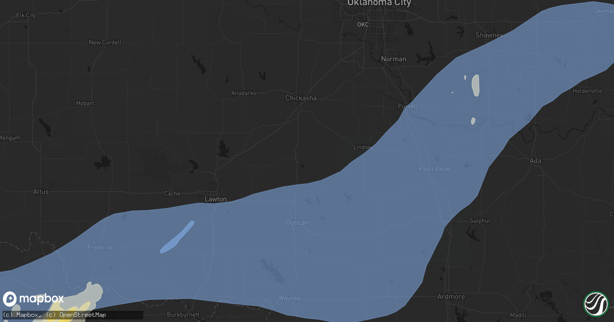 Hail map in Rush Springs, OK on October 14, 2026