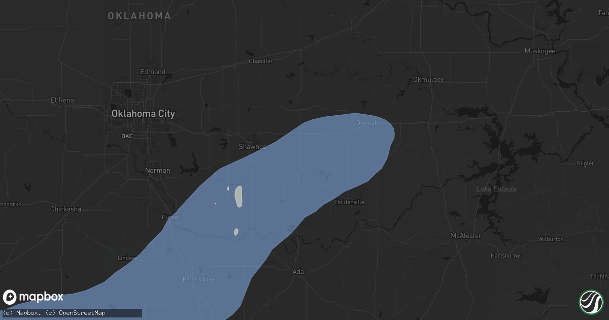 Hail map in Seminole, OK on October 14, 2026