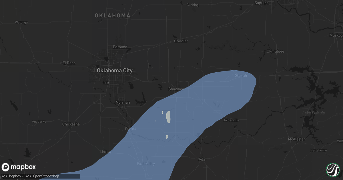 Hail map in Shawnee, OK on October 14, 2026