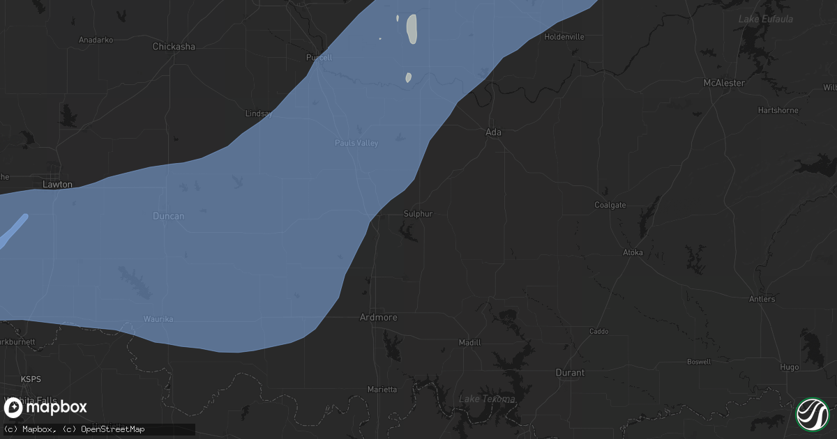 Hail map in Sulphur, OK on October 14, 2026