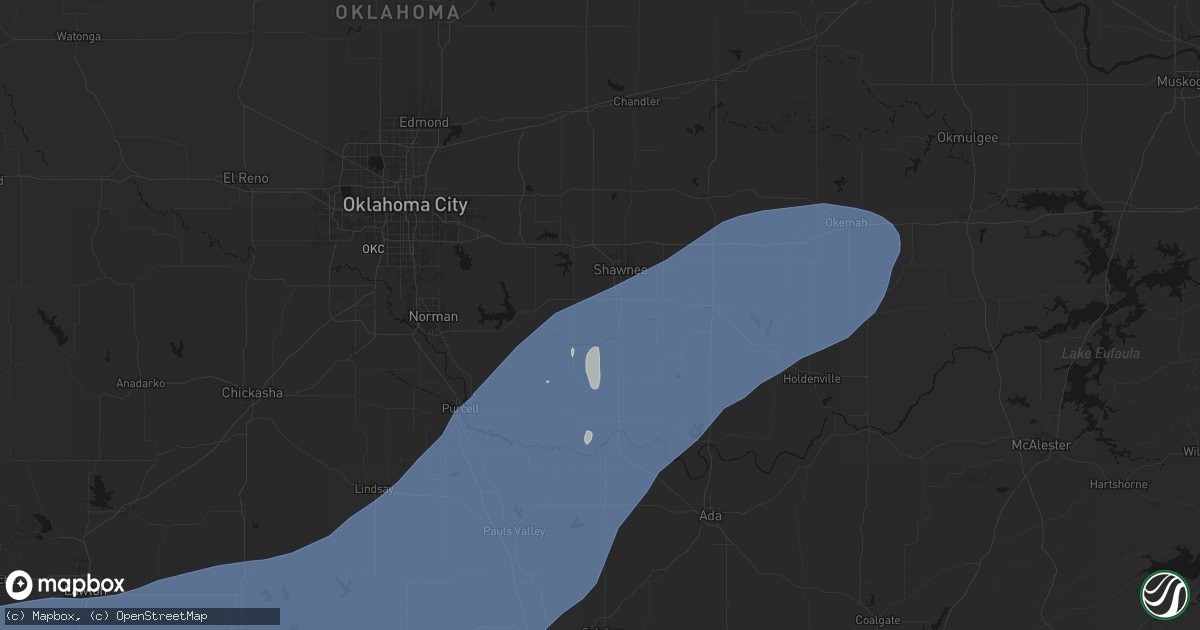 Hail map in Tecumseh, OK on October 14, 2026