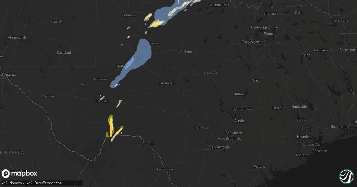 Hail map in Texas on October 14, 2026