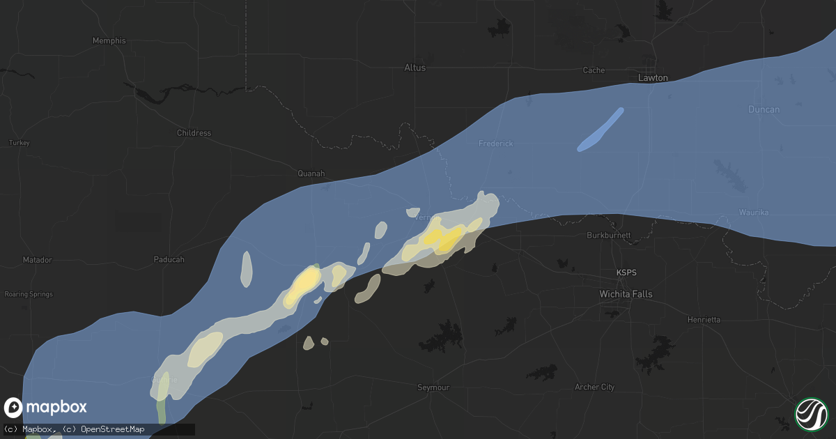 Hail map in Vernon, TX on October 14, 2026