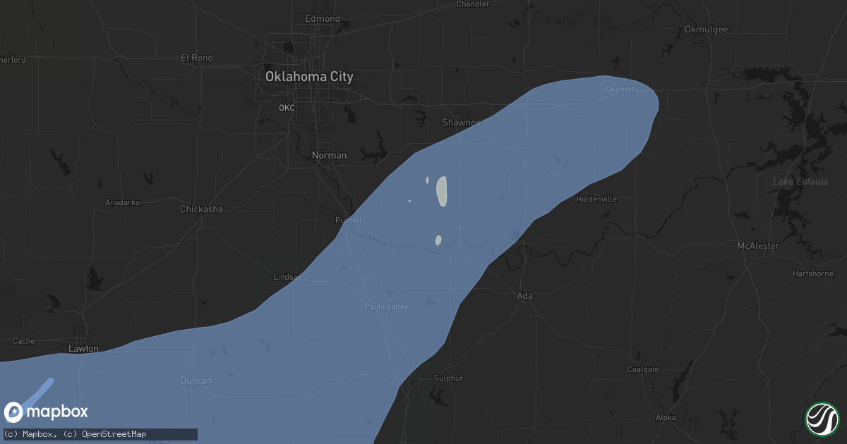 Hail map in Wanette, OK on October 14, 2026