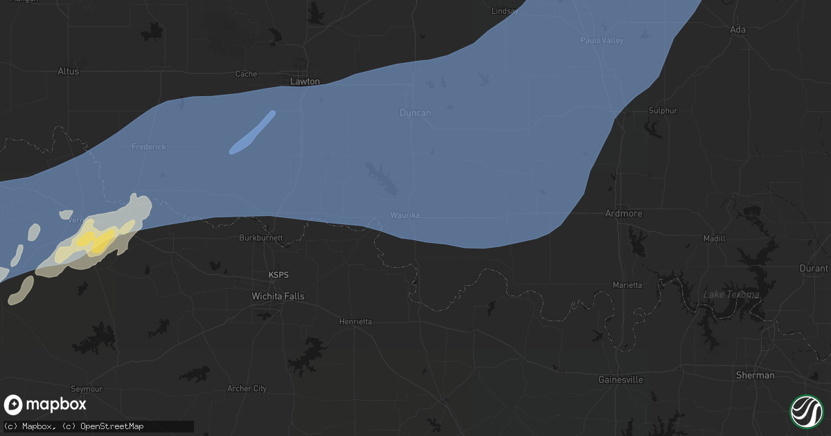 Hail map in Waurika, OK on October 14, 2026