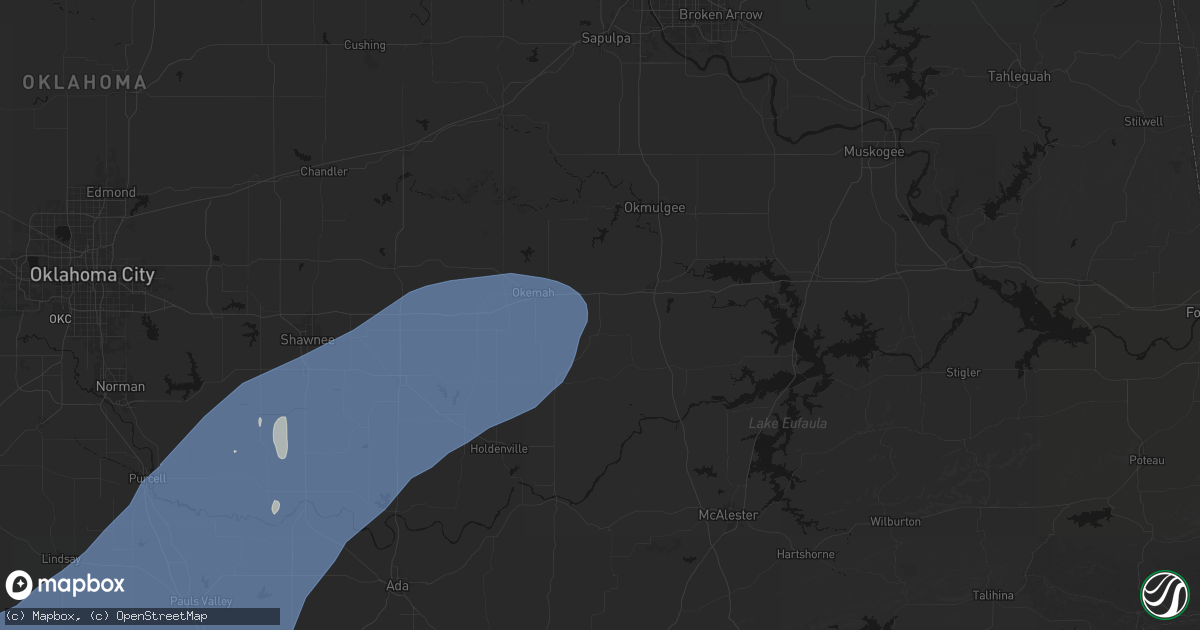 Hail map in Weleetka, OK on October 14, 2026