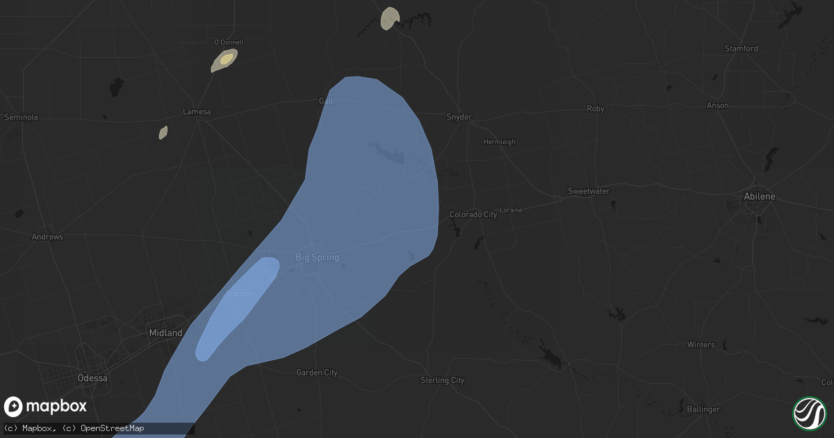 Hail map in Westbrook, TX on October 14, 2026