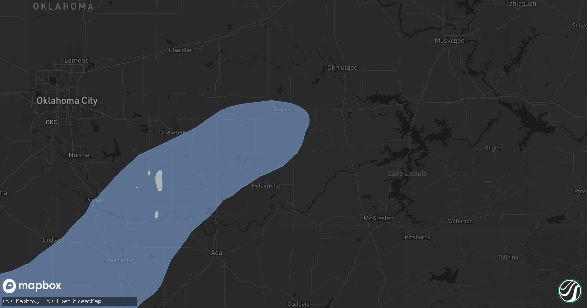 Hail map in Wetumka, OK on October 14, 2026