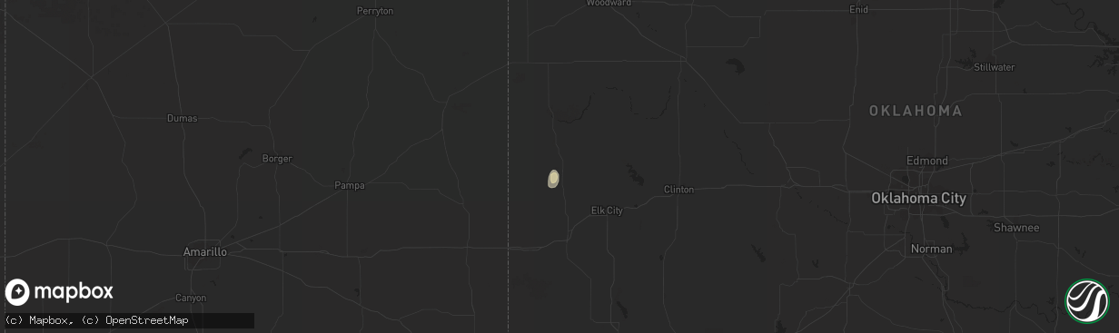 Hail map in Cheyenne, OK on October 15, 2015