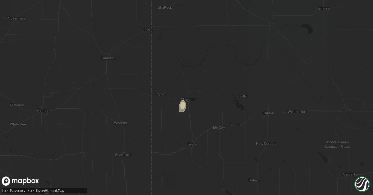 Hail map in Cheyenne, OK on October 15, 2015