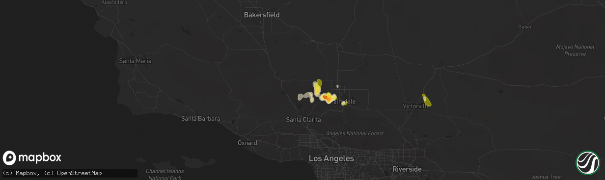 Hail map in Lake Hughes, CA on October 15, 2015