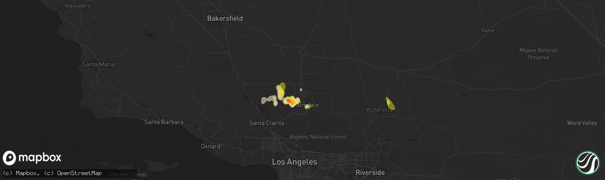 Hail map in Lancaster, CA on October 15, 2015