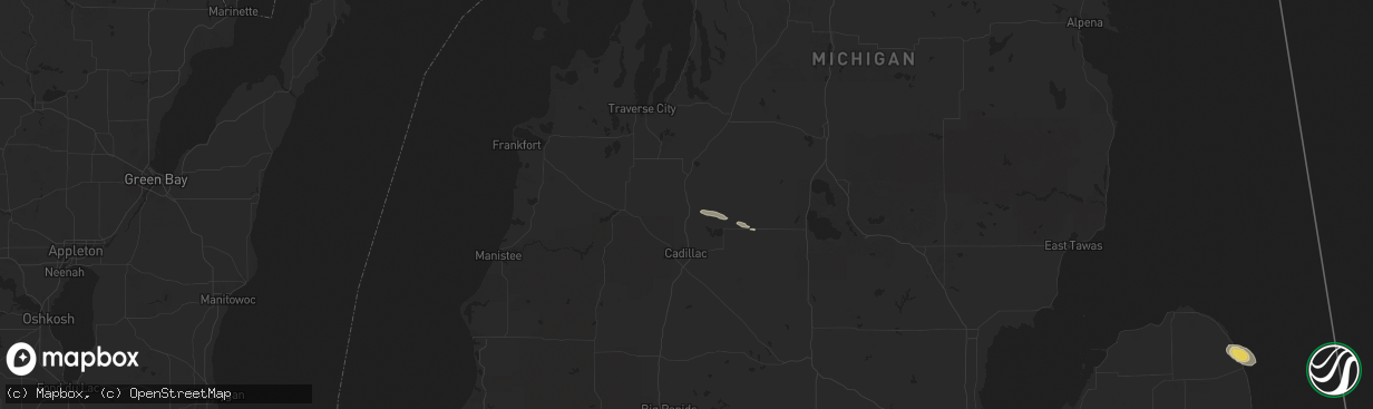 Hail map in Manton, MI on October 15, 2015