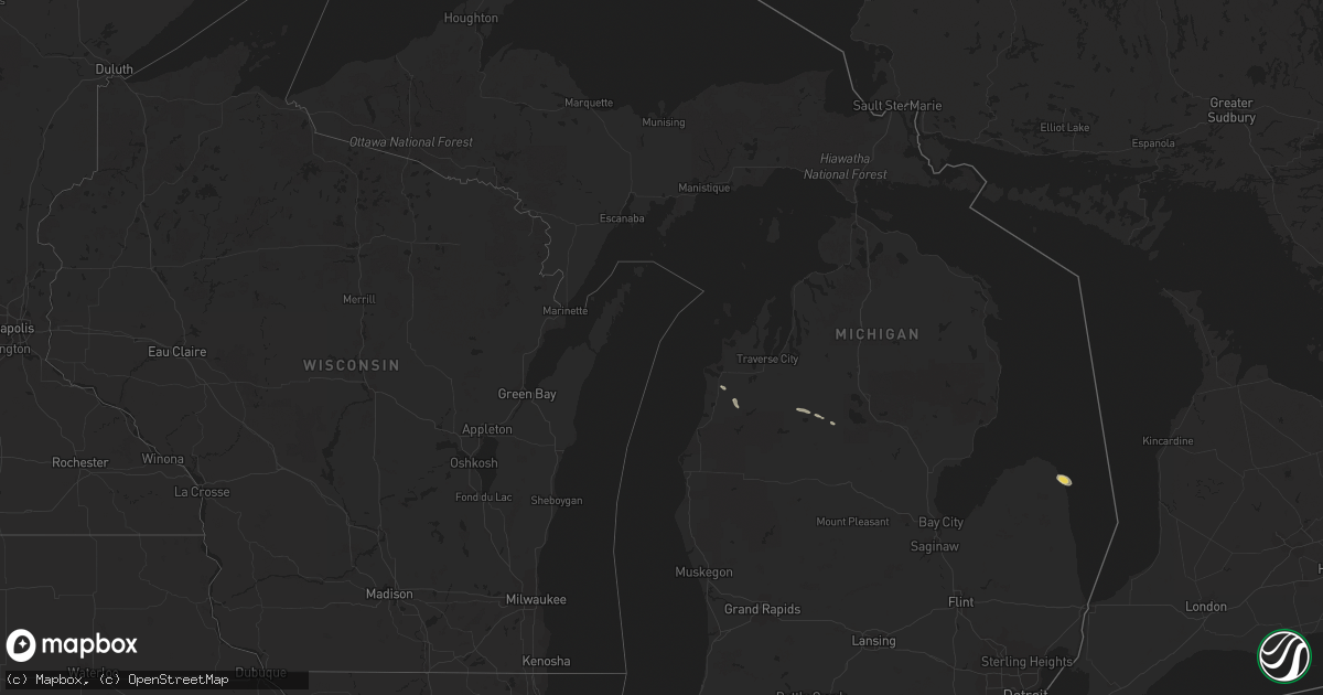 Hail map in Michigan on October 15, 2015