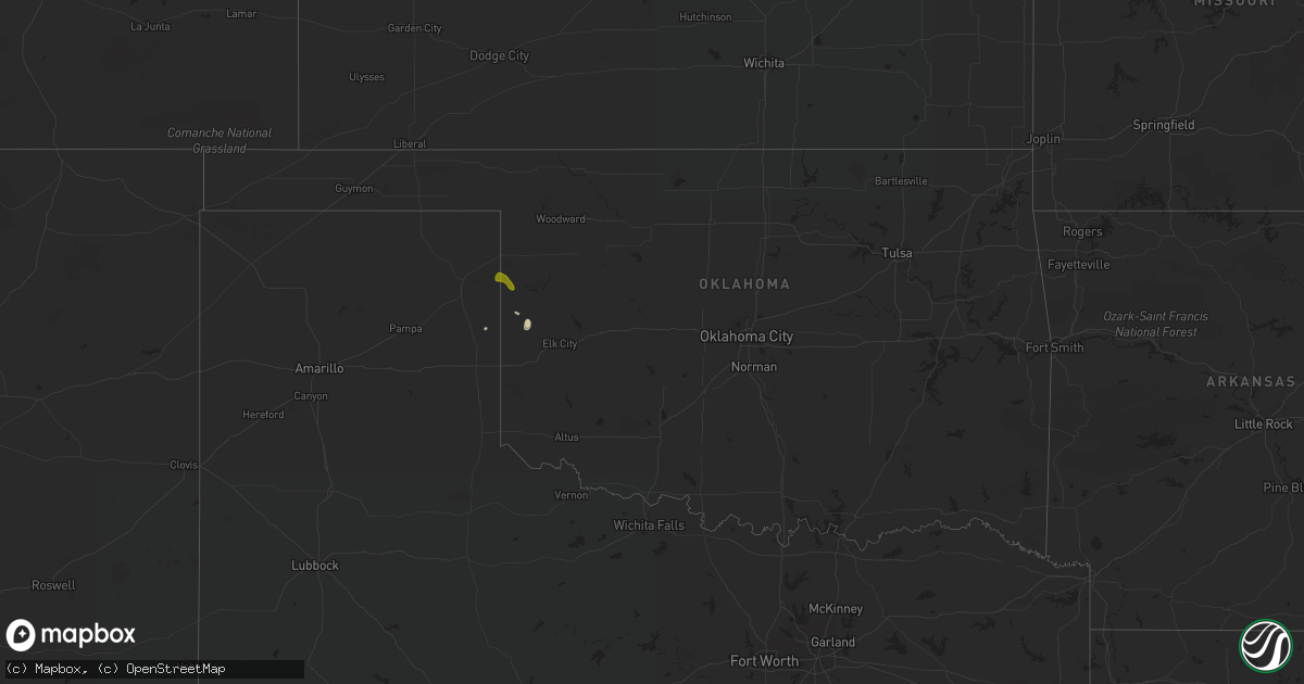 Hail map in Oklahoma on October 15, 2015