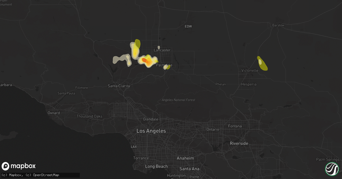 Hail map in Palmdale, CA on October 15, 2015