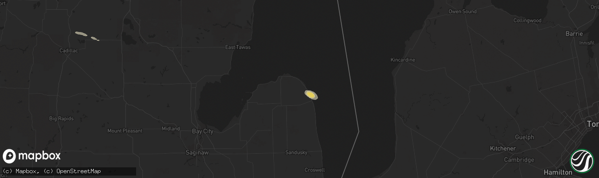 Hail map in Port Hope, MI on October 15, 2015