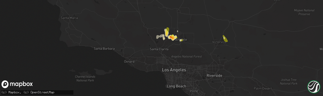 Hail map in Santa Clarita, CA on October 15, 2015