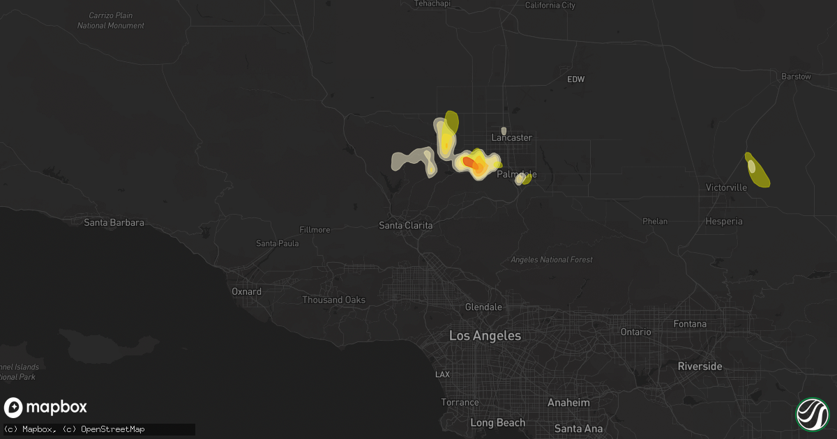Hail map in Santa Clarita, CA on October 15, 2015