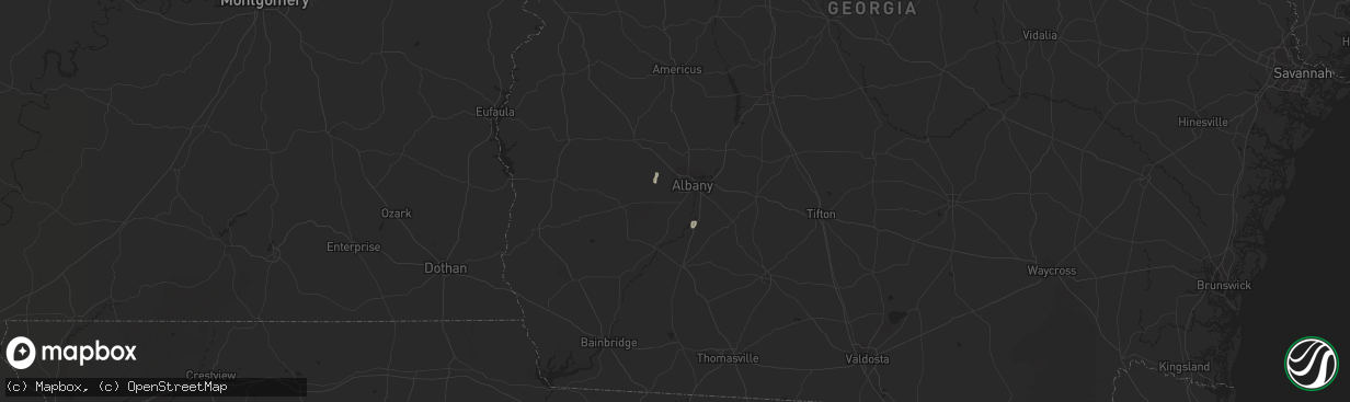 Hail map in Dawson, GA on October 15, 2016