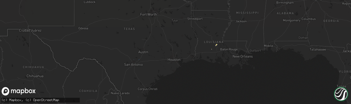 Hail map in Louisiana on October 15, 2018