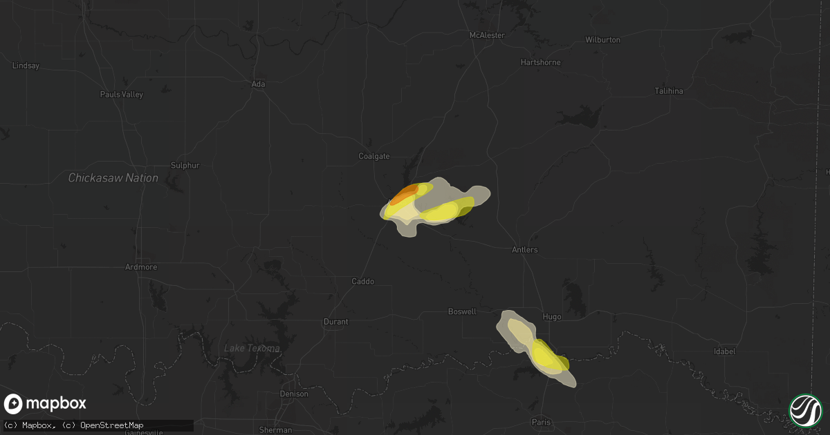 Hail map in Atoka, OK on October 15, 2019