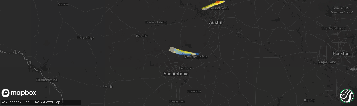 Hail map in Bulverde, TX on October 15, 2019