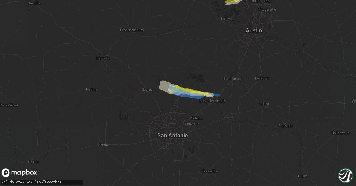 Hail map in Bulverde, TX on October 15, 2019