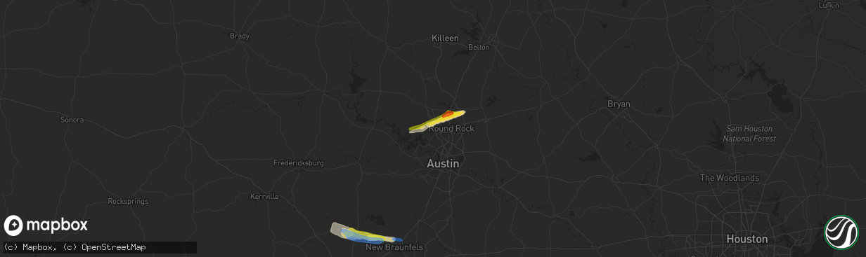 Hail map in Cedar Park, TX on October 15, 2019