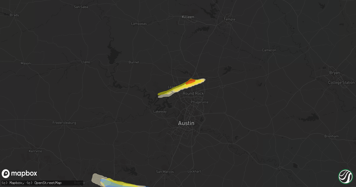 Hail map in Cedar Park, TX on October 15, 2019