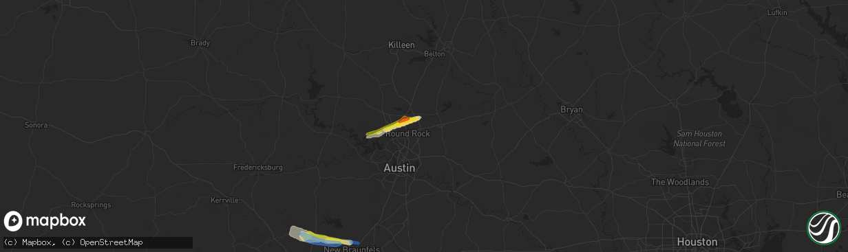 Hail map in Hutto, TX on October 15, 2019