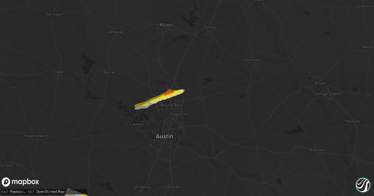 Hail map in Hutto, TX on October 15, 2019