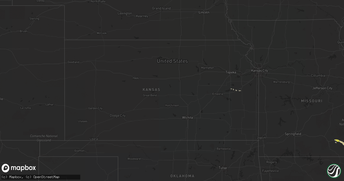 Hail map in Kansas on October 15, 2019