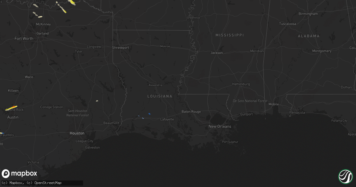 Hail map in Louisiana on October 15, 2019