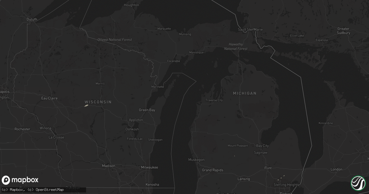 Hail map in Michigan on October 15, 2019