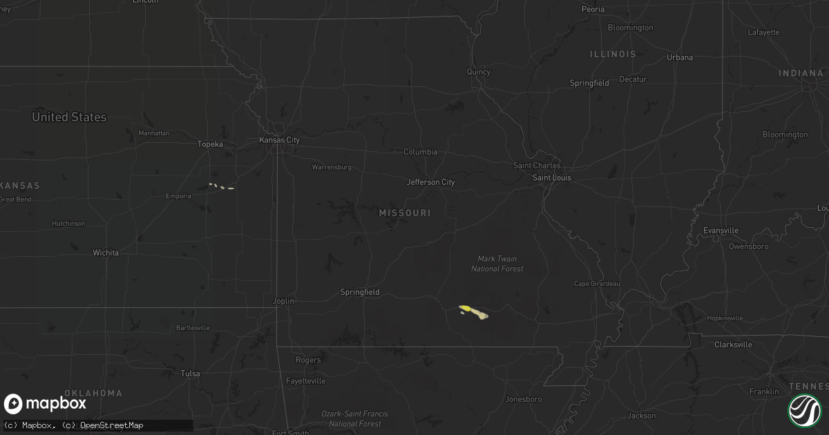 Hail map in Missouri on October 15, 2019