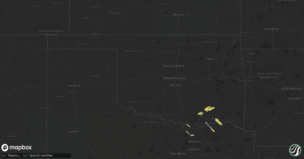 Hail map in Oklahoma on October 15, 2019
