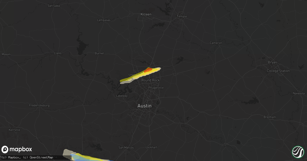 Hail map in Round Rock, TX on October 15, 2019