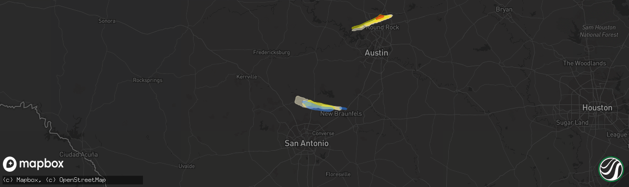 Hail map in Spring Branch, TX on October 15, 2019