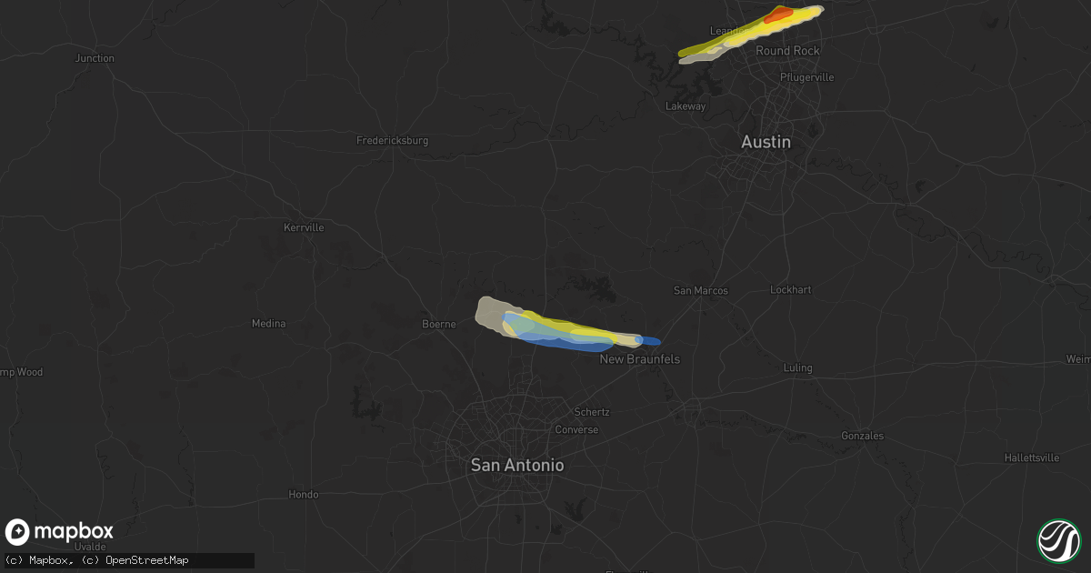 Hail map in Spring Branch, TX on October 15, 2019