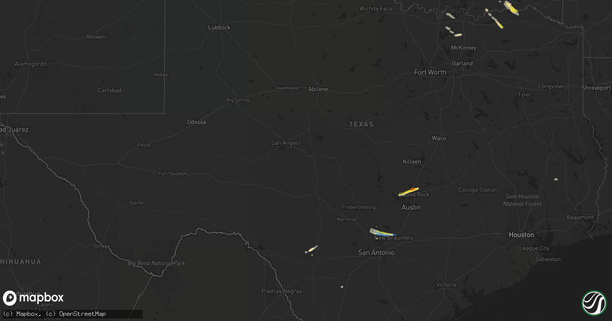Hail map in Texas on October 15, 2019