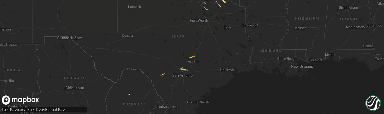 Hail map on October 15, 2019