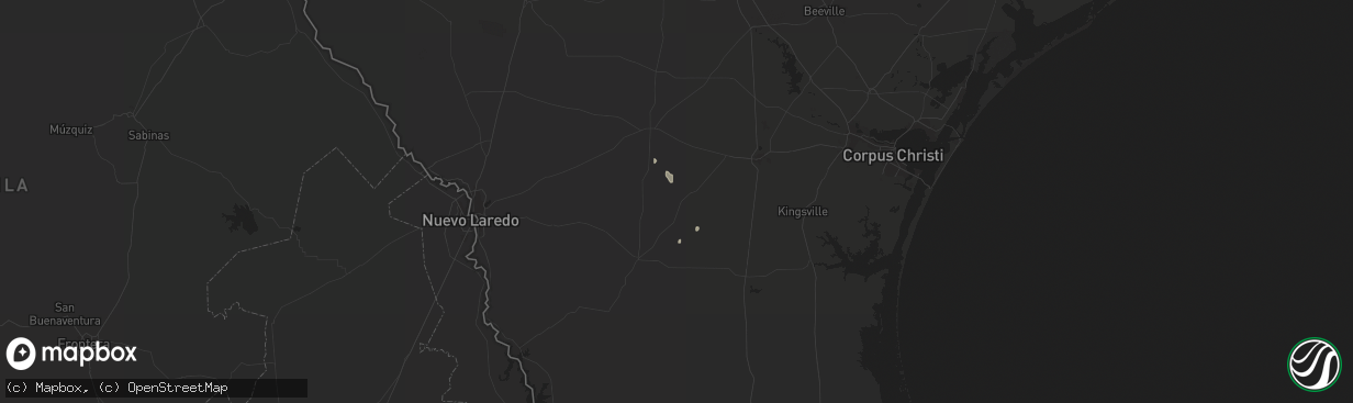 Hail map in Realitos, TX on October 15, 2020