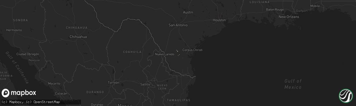 Hail map in Texas on October 15, 2020