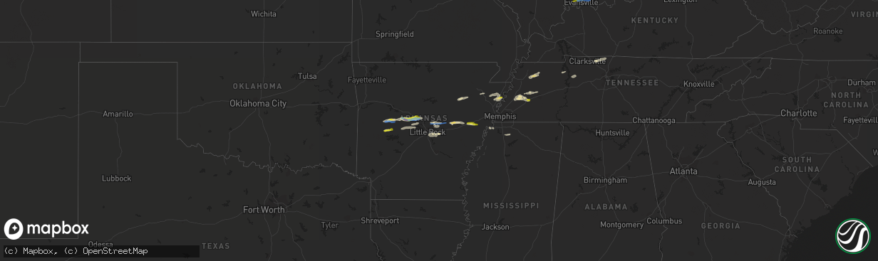 Hail map in Arkansas on October 15, 2021