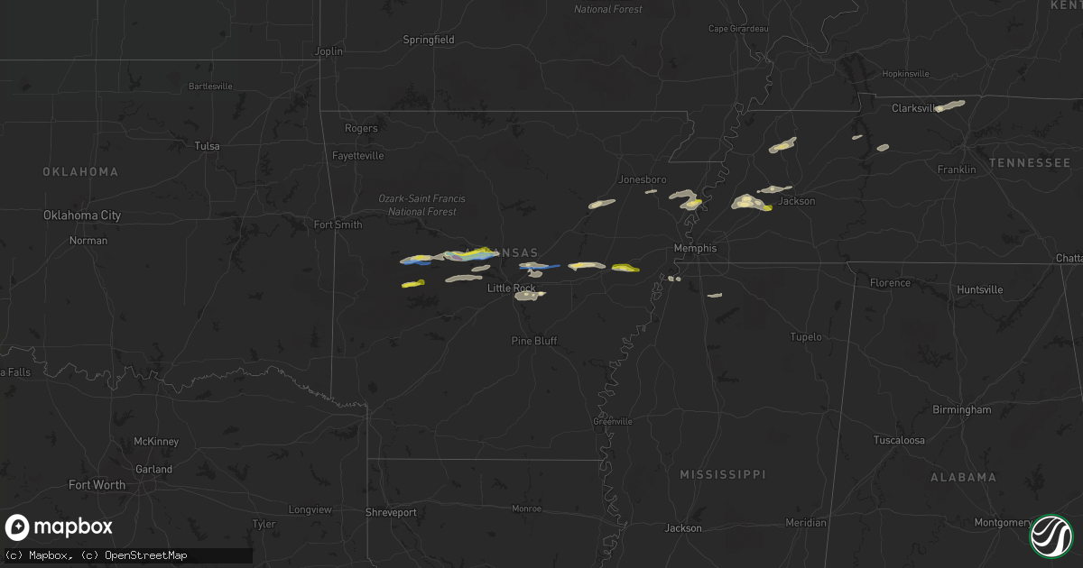 Hail map in Arkansas on October 15, 2021