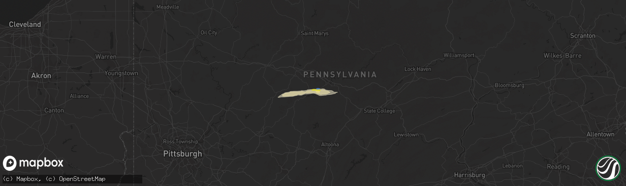 Hail map in Curwensville, PA on October 15, 2021
