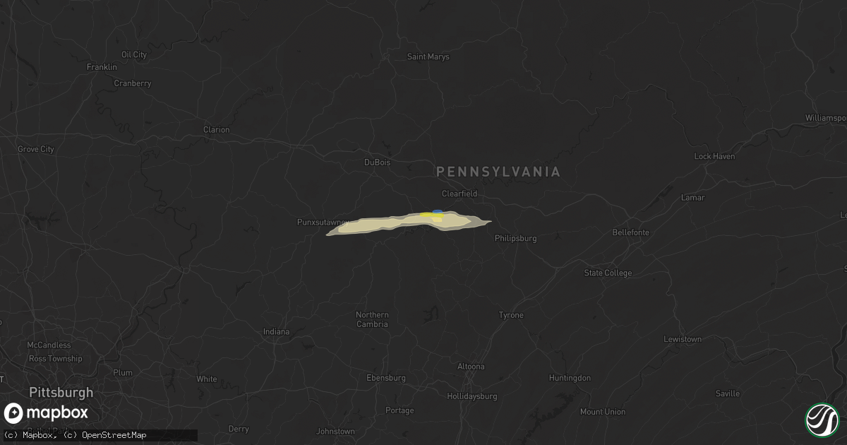 Hail map in Curwensville, PA on October 15, 2021
