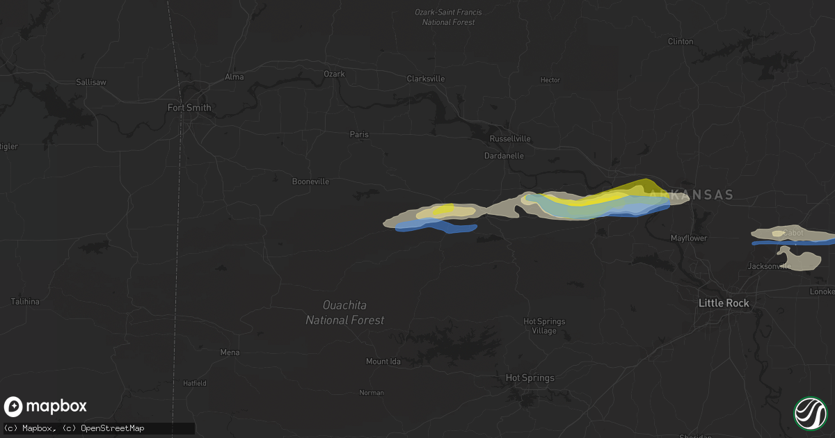 Hail map in Danville, AR on October 15, 2021