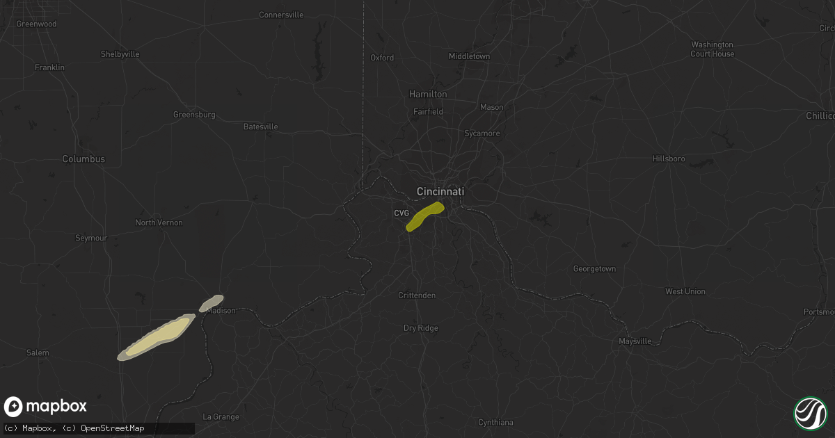 Hail map in Erlanger, KY on October 15, 2021